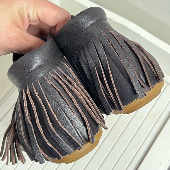 L&B Lucky & Blessed Slip On Moccisan Leather Fringe with Leopard cowhide Size 6 - Picture 3 of 7